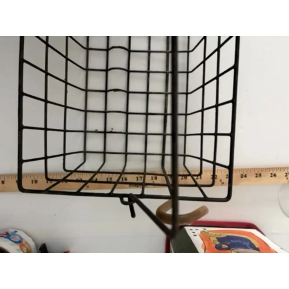 Rectangle metal basket with handle and hooks